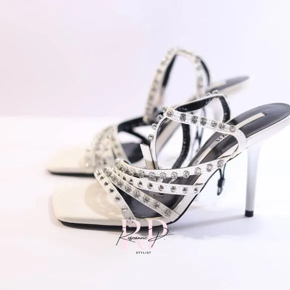 ZARA HIGH-HEEL STUDDED SANDALS SZ 37 NWT