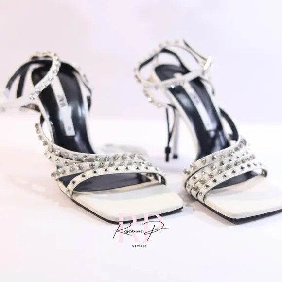 ZARA HIGH-HEEL STUDDED SANDALS SZ 37 NWT