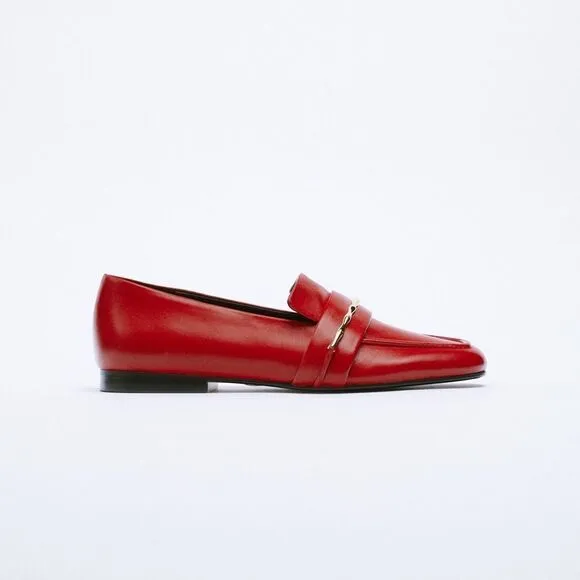 Zara Loafers Genuine Leather New